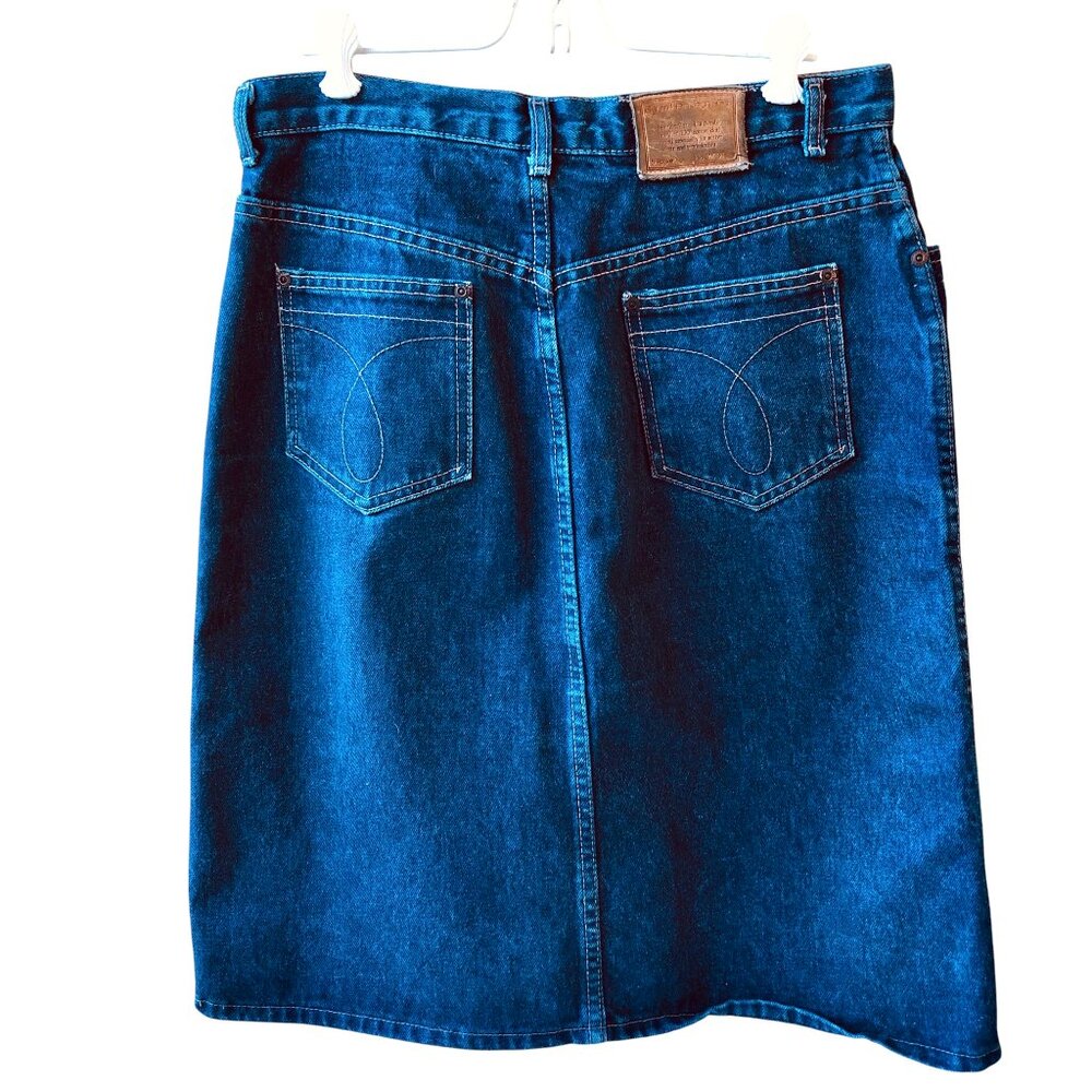 CALVIN KLEIN Vintage 80's Blue Denim Jean Skirt Made in USA - Picture 6 of 11